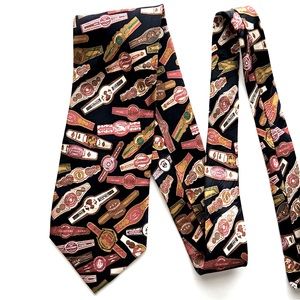 Museum Artifacts Cigar Labels 100% Silk Necktie Tie Habana Tobacco Navy …